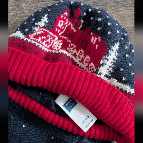 Janie And Jack Boys Train Sweater/Hat Size 3 - Picture 4 of 5